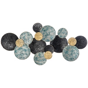 Decoratiune de perete 3D modern cerc agatat sculpturi de perete decor pentru sufragerie dormitor sufragerie, albastru negru auriu - Img 1