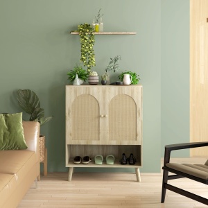 Dulap de depozitare Boho cu uși decorative din ratan - Img 8