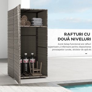 Dulap de Depozitare din Ratan PE, Gri - Img 4