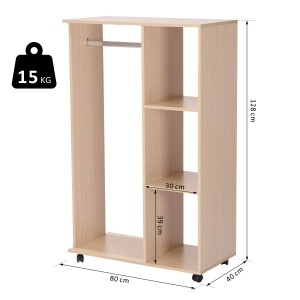 dulap deschis cu cuier si 3 rafturi, 80 x 40 x 128 cm - Img 6