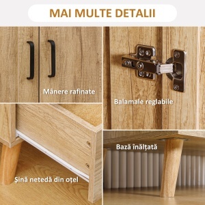 Dulap Dormitor 2 Uși cu 2 Sertare și Bară pentru Umerașe 80x54x180 cm Lemn - Img 5