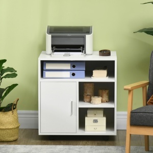 Dulap Imprimanta – Alb 60×50×65,5 cm cu Rafturi & Spatiu Depozitare - Img 7