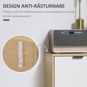 Dulap Modern Depozitare – Rafturi Reglabile, Alb & Lemn Natural - Img 7