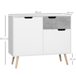 Dulap modern pentru depozitare, dulap decorativ cu sertar, 2 usi pentru dormitor, living, hol, gri deschis - Img 3