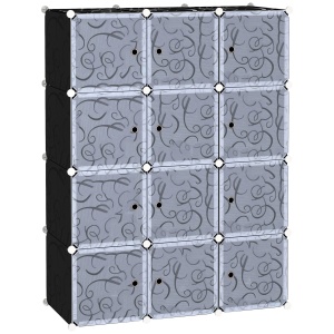 Dulap Modular 12 Cuburi DIY – Alb & Negru 111×47×145 cm - Img 1