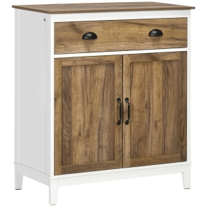 Dulap Multifunctional din PAL cu Dulap si Sertar in Stil Rustic, 78.5x39x89.4cm, Alb - Img 1