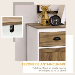 Dulap Multifunctional din PAL cu Dulap si Sertar in Stil Rustic, 78.5x39x89.4cm, Alb - Img 7