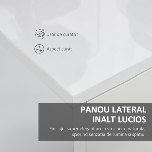 Dulap Multiuz 2 Sertare si 2 Compartimente cu usa Deschidere prin apasare, Alb - Img 5