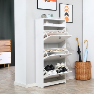 dulap pantofi, 3 compartimente, 60×24×132cm, alb - Img 2