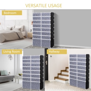 Dulap Pantofi Modular 16 Cuburi in PP Alb si Negru 95x37x160cm - Img 6