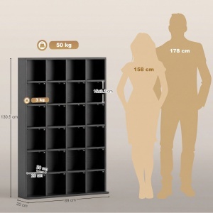 Dulap pentru CD-uri pentru 456 CD-uri sau 336 DVD-uri, 24 Compartimente, 89x20x130.5 cm Negru - Img 3