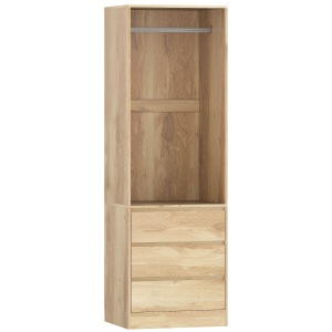 Dulap pentru Haine cu Bara pentru Umerase, Raft Deschis si 3 Sertare, 60x48.5x185 cm, Maro - Img 1
