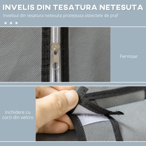 Dulap portabil din otel, PP cu 6 rafturi deschise, 1 cuier si usa cu balamale, 103x43x162,5 cm, gri - Img 5