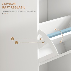 Dulap Spațios pentru Pantofi cu 3 Sertare Rabatabile pentru 15 Perechi de Pantofi, 54x24x117,5 cm, Alb - Img 7