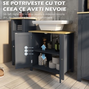 Dulap Sub Chiuveta – Cu Picior, Usi Duble & Raft Alb - Img 6