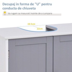 Dulap sub Chiuveta de Baie 2 Usi si Etajera Reglabila din MDF 60x30x60cm - Img 4