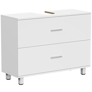 Dulap Sub Lavoar pentru Baie cu 2 Sertare, Dulap Modern și Economisitor de Spațiu pentru Lavoare Fără Piedestal, 80x30x60 cm, Alb - Img 1
