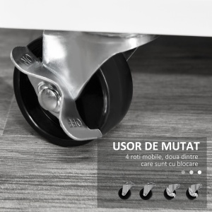 Dulap Suport Imprimanta – Alb cu Sertare, Roti & Depozitare - Img 5