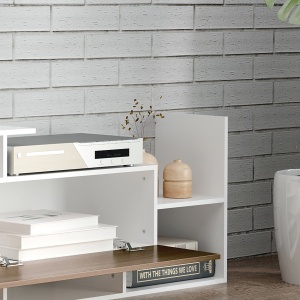 Dulap TV cu Polita Perete – Rafturi si Spatiu inchis, Alb/Maro - Img 9