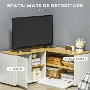 Dulap TV in Forma L – 90×90×45 cm cu Rafturi si Dulapuri - Img 5