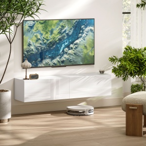 Dulap TV Suspendat pentru Televizoare de 45"-55"-65" cu 2 Dulapuri, Alb - Img 2