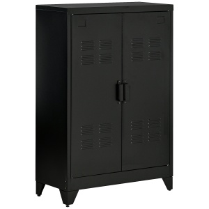 Dulapior Multifunctional cu 2 Usi Stil Industrial, Dulapior Metalic pentru Casa si Garaj - Gri - Img 1