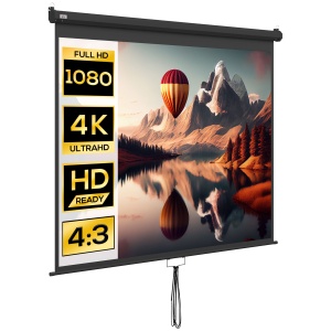 Ecran de Proiecție 100 Inch Reglabil, cu Montare pe Tavan și Perete, Pânză pentru Proiector, 203x152 cm, Negru - Img 1