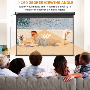 Ecran pentru Proiector de 84 inch, Reglabil cu Telecomandă, Ecran de Proiecție Compact, 171x130 cm, Negru - Img 5