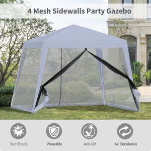 Foisor de Gradina 3x3m cu Plasa de Tantari din Poliester si Metal - Img 4