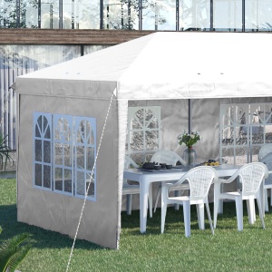 Foisor de gradina cu ferestre, inaltime reglabila cu pereti detasabili, 585x295x270cm alb - Img 8