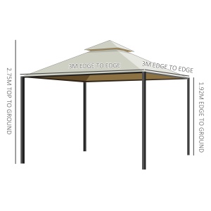 Foisor de Gradina Impermeabil 3 x 3m cu 4 Panouri Laterale Bej - Img 3
