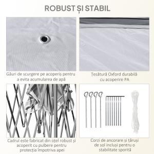 Foișor Pliabil cu Plasă de Țânțari, Baldachin Dublu, Înălțime Reglabilă și Geantă, 330x330x288 cm, Bej - Img 7