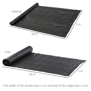 Folie pentru Mulcire 1300g/m², Respirabilă și Anti-UV din Polipropilena, 50x2 m, Negru - Img 3