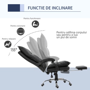 Fotoliu Birou Negru – Rabatabil, Suport Picioare & Ergonomic - Img 5