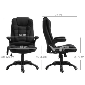 Fotoliu de masaj pentru birou sau acasa cu inaltime reglabila, 6 puncte de masaj si incalzire, 67L x 74P x 107-116Acm, negru - Img 3