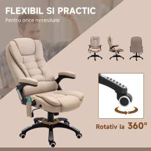 Fotoliu Masaj Bej – 6 Puncte, incalzire & inaltime Reglabila - Img 8