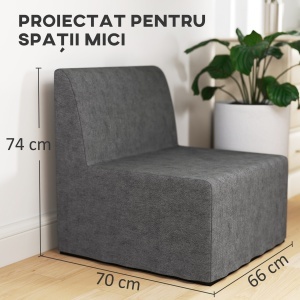 Fotoliu-Pat Modern cu Pernă și Husă de Protecție Antipraf, 67x70x74 cm, Gri - Img 5