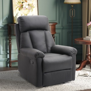 Fotoliu Relax Rabatabil cu Captuseala Ergonomica cuTaburet in Piele Ecologica,80 × 97 × 107cm Negru - Img 8