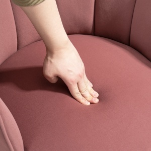 Fotoliu Scoica 66×66×78.5 cm – Catifea Roz cu Picioare Lemn - Img 8