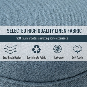 Fotoliu Tapițat cu Pernă și Picioare Antiderapante, Fotoliu din Material Textil, 52,5x69x77 cm, Albastru - Img 5