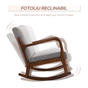 Fotoliu Tapitat din Lemn si Poliester Gri - Img 4
