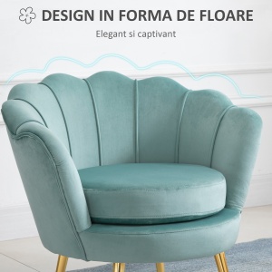 Fotoliu Vintage – Catifea Verde 76×76×74 cm, Design Elegant - Img 4