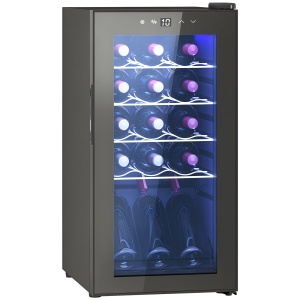 Frigider pentru Vin 15 Sticle, Capacitate 44L, cu Control Temperatură și Rafturi Reglabile, Negru