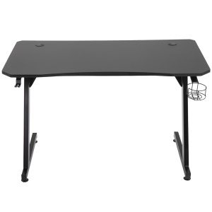 Gaming Desk, Masă Gaming cu Management Cabluri, Suport Pahare și Cârlig pentru Căști, Negru, 120×65×74,5 cm - Img 9