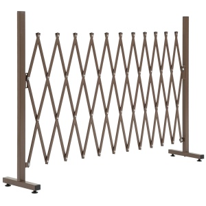 Gard de Grădină cu Lățime Reglabilă, Gard de Grădină Multifuncțional din Metal și Aluminiu, 300x31x103,5 cm, Maro Închis - Img 1