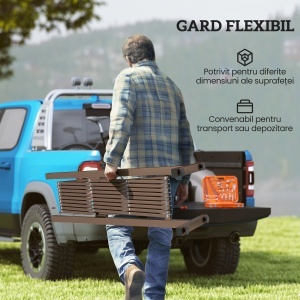 Gard Extensibil Mobil Pliabil din Aluminiu, 300cm x 103,5 cm, Maro Închis - Img 4