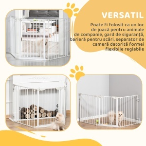 Gard Pliabil și Modular pentru Câini cu 3 Panouri Alb - Img 4
