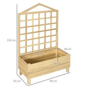 Ghivece din Lemn cu Grilaj pentru Catarat Vita de Vie, Paturi Suprainaltate pentru Gradina din Curte, Jardiniera in Aer Liber pentru Legume, Flori, Ierburi, Nuanta Natur Antichizata - Img 3