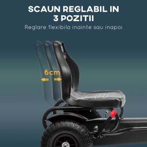 Go-Kart cu Pedale din PP și Metal cu Frână de Mână Negru - Img 4