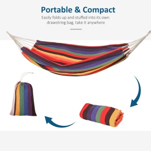 hamac din bumbac si poliester 2x1.5m, multicolor - Img 4